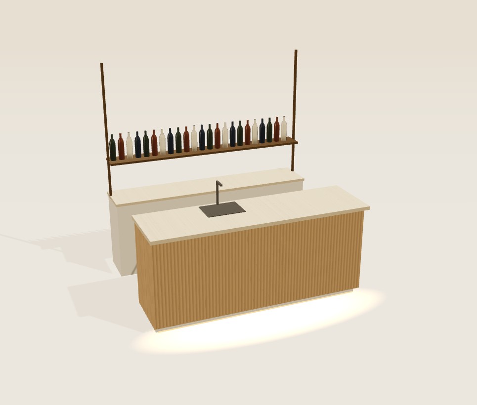 Aperçu 3D d'un bar Notoire créé avec le configurateur